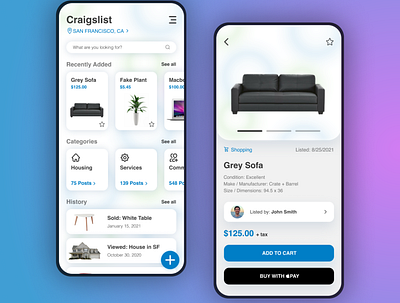 Craigslist Redesign Concept app concept craigslist craigslistapp craigslistredesign design graphic design redesign ui uidesign uiux ux