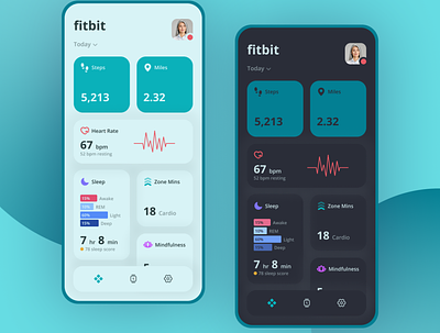 Fitbit App Redesign app concept design fitbit fitness app google redesign ui uiux user interface ux