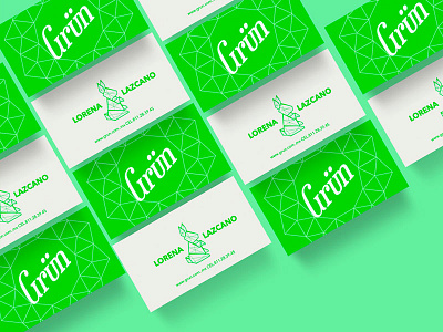 Grun Brands branding business cards green grün juice mandala rabbit