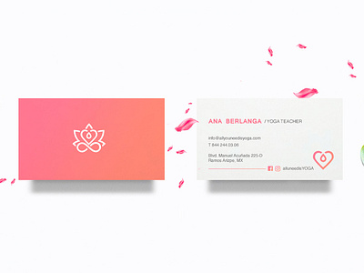 AllUNeedisYOGA Business Cards branding brands business card cards cards ui hearth logotype lotus lotus flower minimalism pink yoga