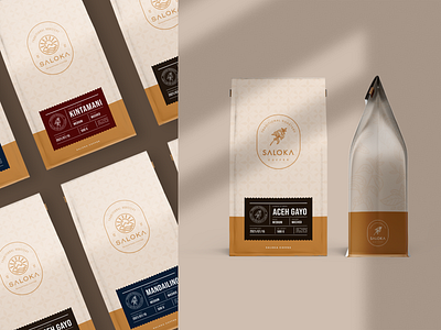 Saloka Coffee Packaging app bottle box branding cup design drink packaging illustration label design logo packaging packaging design pouch design ui