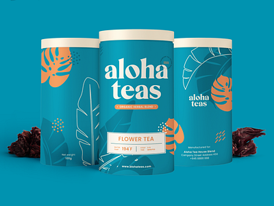 Aloha Teas Tube Packaging aloha teas bottle box branding cup design drink packaging floral graphic design hawaii illustration logo modern motion graphics packaging pouch design tea packaging tube packaging vector