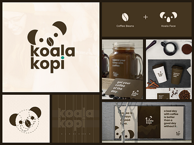 Koala Kopi Brand Identity animal bottle branding coffee coffee shop design drink packaging graphic design illustration koala label logo logo designs modern design packaging