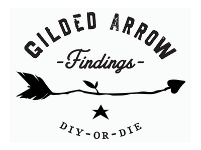 Gilded Arrow Findings brand identity branding distressed hand drawn jewelry logo