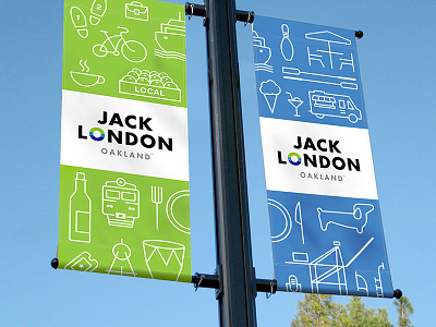 Jack London District Oakland, CA banners branding environmental graphics illustration