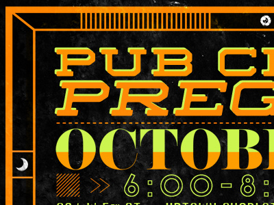 Pregame Invitation beer black crawl drink eight eye food green halloween invitation invite moon october orange pub six type typography