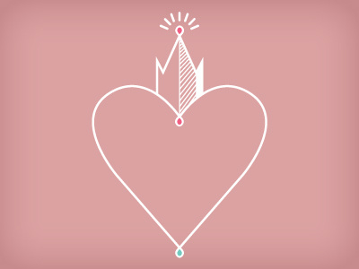 Start of a Heart bright crown heart line pink thin vector white