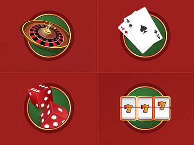 Casino Icons android app art casino clean cta design fresh games gold icon icons illustration jackpot roulette royal spin ui vector