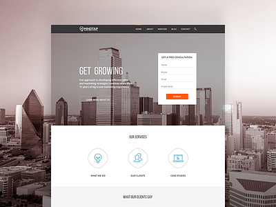 Mindtap Marketing: Get Growing agency conversion form homepage investors marketing startup ux ui