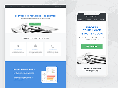 HIPAA & Cyber Risk Management SaaS Company clean design desktop flat homepage mobile responsive security site typography web