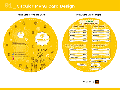 Waffee and Co Circular Menu Card Design