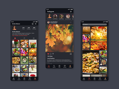 IG. Dark mode concept app design ui ux