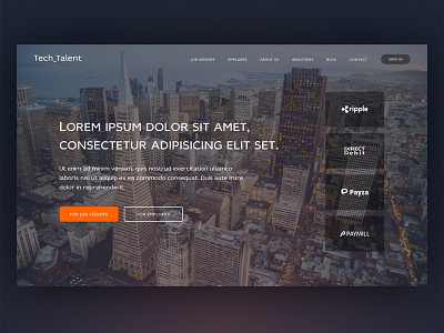 First screen for Landing page clean dark landing orange recruiting ui web