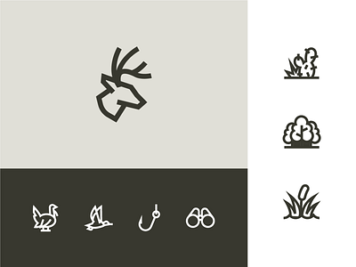 Duck Camp Icon System deer duck fishing flat guidelines hunting icons logo ui