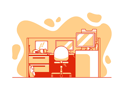 My Desk desk illustration student vector