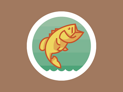 The Golden Bass bass fishing flat flying sticker vector