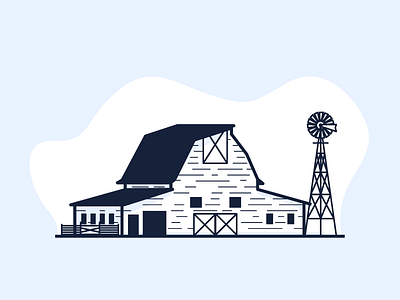 Barn and Windmill barn farm illustration windmill