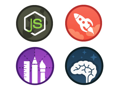 Course Badges badge flat icon interface larabel learn nodejs programming ui user
