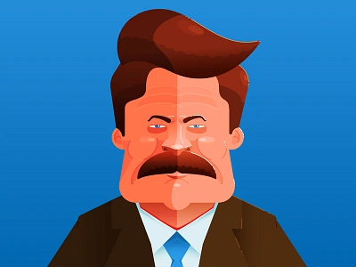 Nick character design dylan casano illustration nick offerman ron swanson