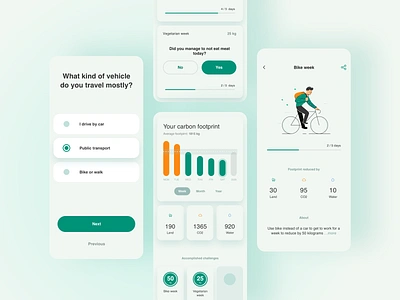 Carbon Footprint - concept app carbon footprint challenge details view environment illustration mobile app onboarding statistics task typography ui design user interface ux design vector