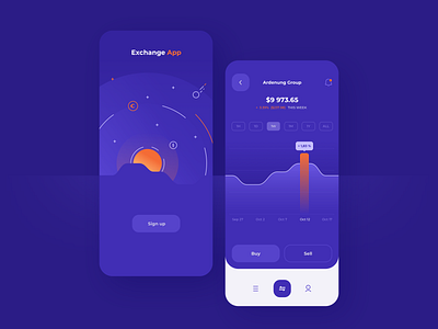 Stock Exchange app view - concept design