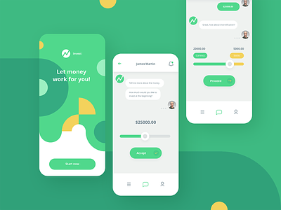 Chatbot app view - concept design app business chat concept design finance fintech flat design illustrator ios iphone mobile sketch splash screen technology tool user interface