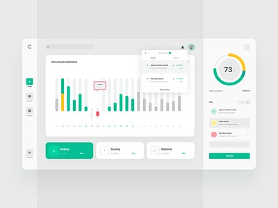 Dashboard of fintech web application - joint stock companies app business company dashboard data financial fintech graph interface investment modern money statistics stock tool trade typography ui ux web