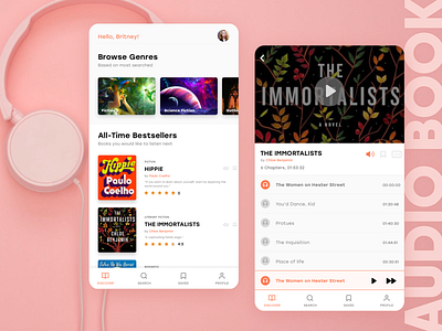 Audiobook Personalization App animation app app design app designer app screen app screens app ui audio audio app audio app design audio book audio player audiobook audiobooks book app concept design screens ui ux