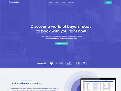 Corporate travel landing page
