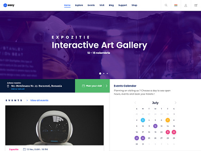 Template for a Museum Specific CMS design landing page ui website