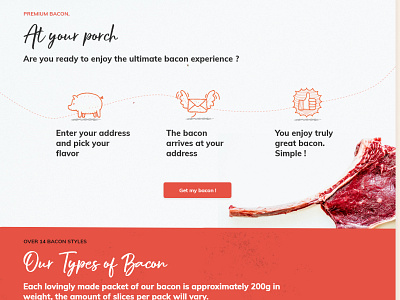 Bacon at your door bacon delivery design flow landing page typography website