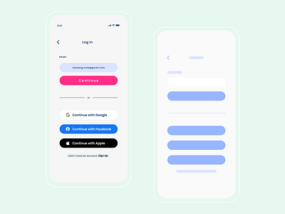 Login Page & Wireframe Mobile app - Exploration