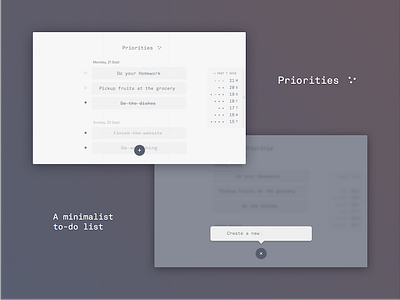 Priorities button minimalist productivity to do ui website