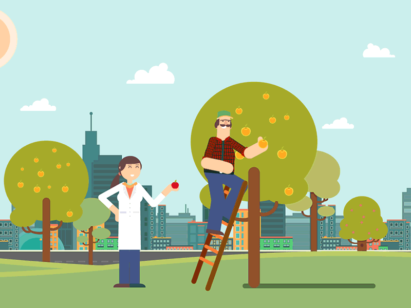 Farmer & Scientist after effects animation character gif loop