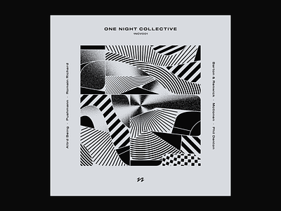 One Night Collective (MCR) astute graphics bass music cover art design graphic design illustration manchester music music art optical optical art psychedelia psychedelic tech techno texture