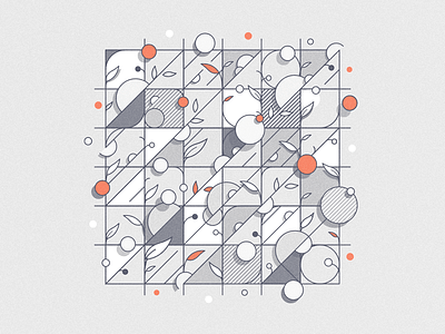 Leaf Grid - Remix 3 depth etching exploration geometric grid illustration lines linework monochrome pattern print shading
