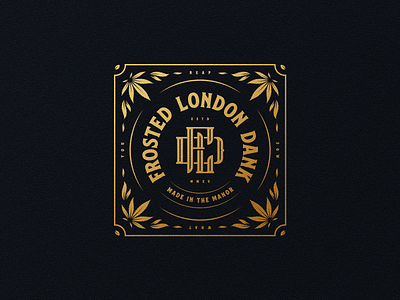 Frosted London Dank badge bespoke branding canna cannabis cbd creative direction identity illustration linework logo logo design london monogram