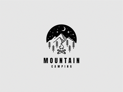 Mountain Camping art branding design graphic design illustration lineart logo mountain camping neatlineart ui vector