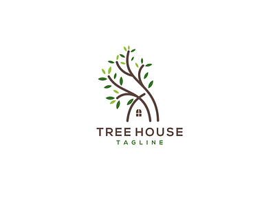 Tree House art branding design graphic design house illustration lineart logo neatlineart tree treehouse ui vector