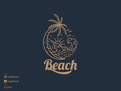 Beach Logo art beach branding design graphic design illustration lineart logo neatlineart ui vector