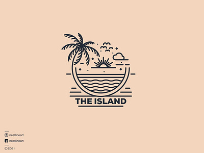 The Island logo art beach branding design graphic design illustration island lineart logo neatlineart ocean suumer theisland ui vector