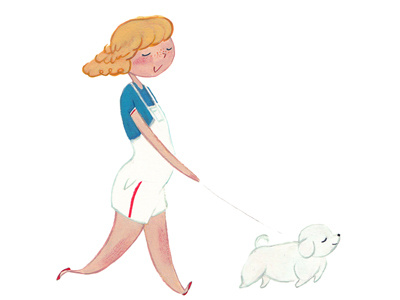 Baxtard bischon dog frisse handmade illustration walk