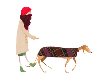 Greyhound coat dog greyhound handmade illustration tartan walk