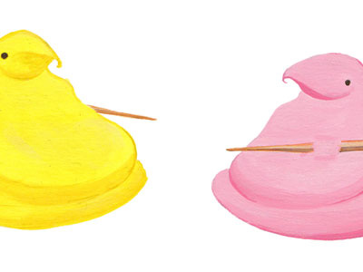 Peep jousting! easter illustration joust jousting peep toothpicks