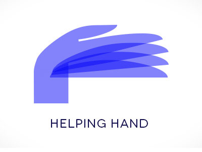 Helping Hand blue hand help helping palm purple