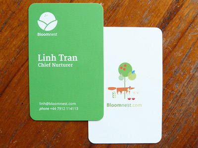 Bloomnest Business Cards birds bloomnest business cards fox garden green tree