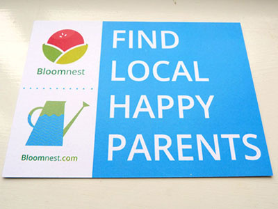 Find Happy Parents! Postcard bloomnest blue happy local parents print watering can