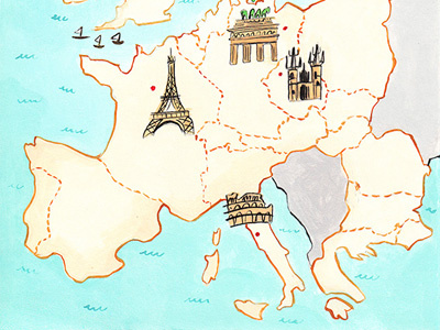 Adventures through Europe 2 boats eiffel tower europe france germany italy map poland sea