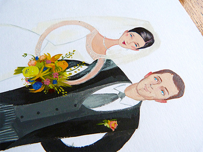 Ladddyyy bouquet couple design illustration paint real wedding