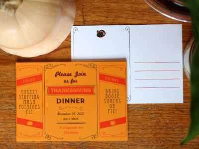 You're Invited fall invites orange printed stationery thanksgiving